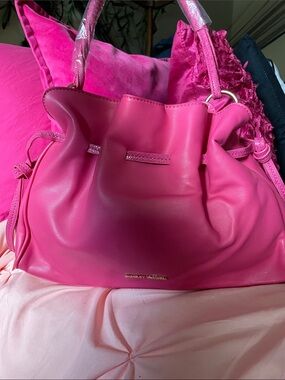 Badgley Mischka Hot Pink Drawstring Shoulder Bag
